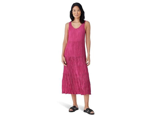 Eileen Fisher Tiered Pleated Silk Midi Dress Product Image