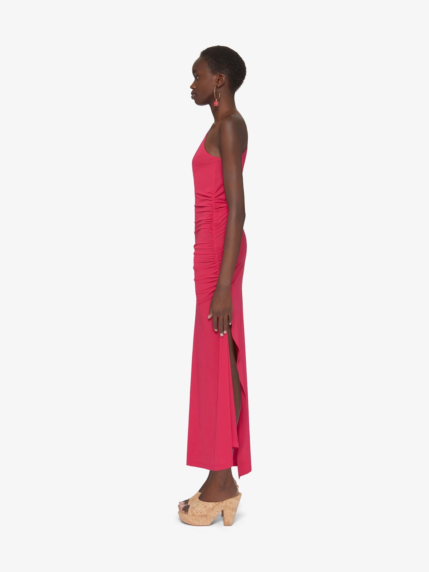 Asymmetric draped dress in crepe jersey Product Image