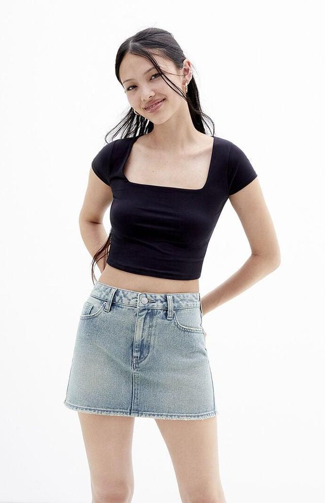 Women's Mid Rise Denim Mini Skirt - Product Image