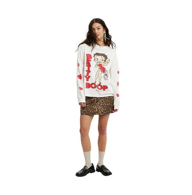 Cotton On Womens License Oversized Long Sleeve Tee - Lcn bbp betty boop oops Product Image