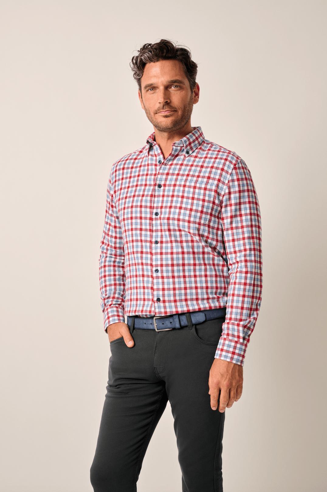 johnnie-O Tucked Cotton Blend Button Up Shirt - Millbank Product Image