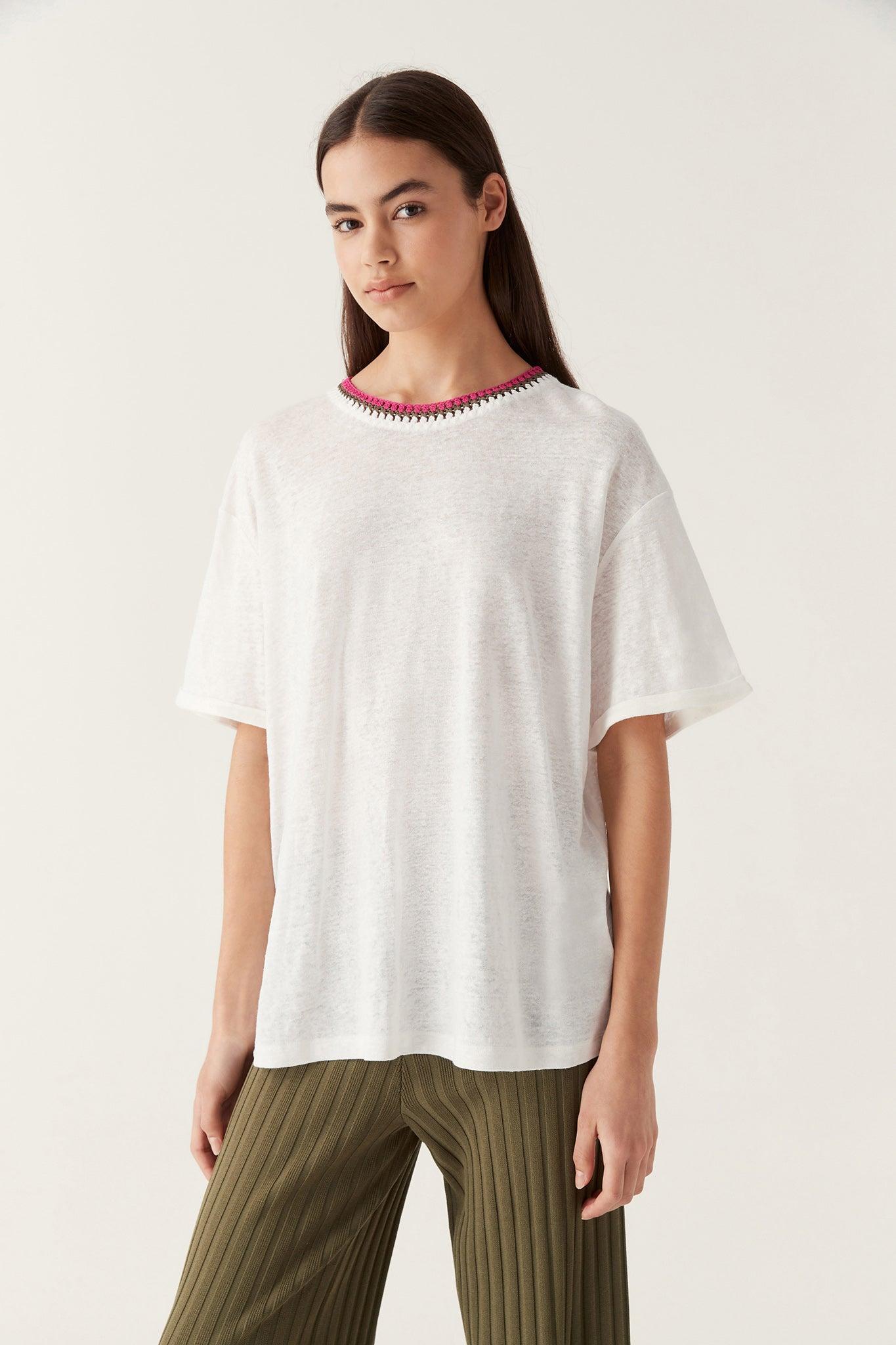 Tazia Crochet Neckline Tee Product Image