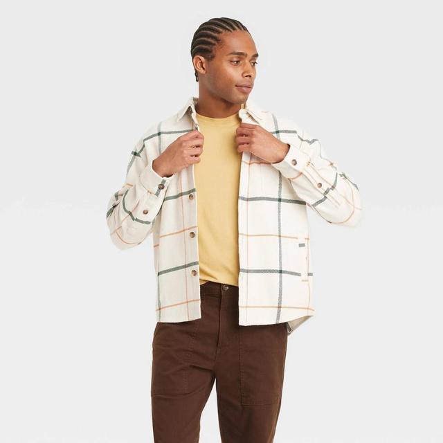 Men's Heavyweight Flannel Long Sleeve Button-Down Shirt - Goodfellow & Co™ Quiet Cream L Product Image