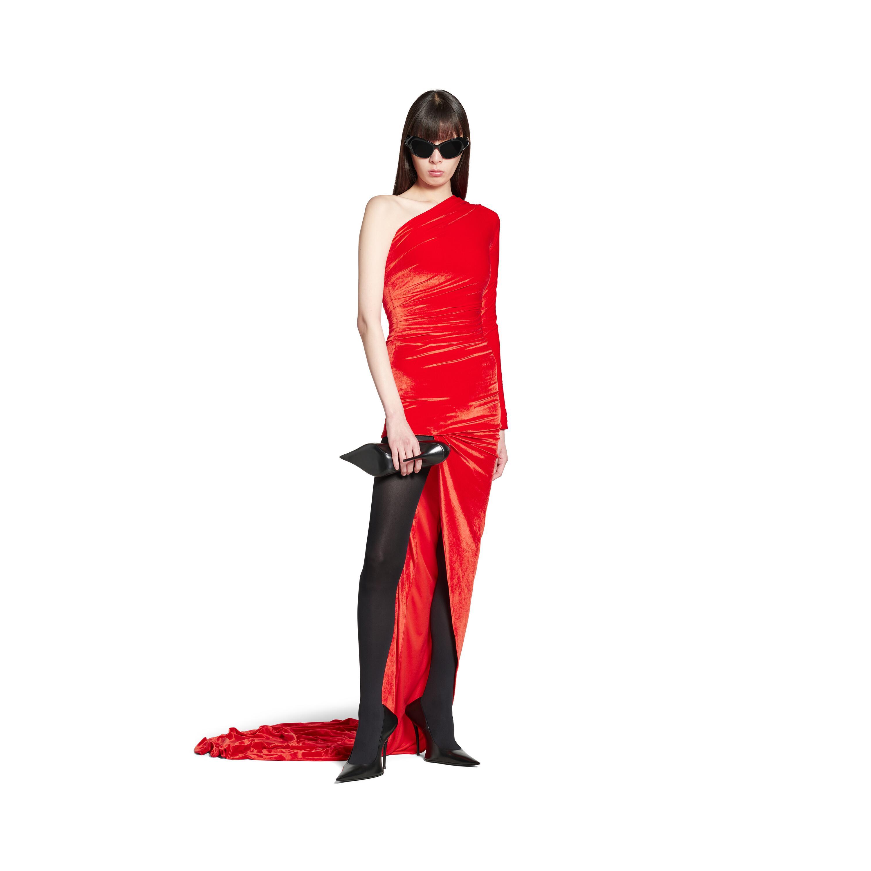 Women's Asymmetric Dress in Red Product Image