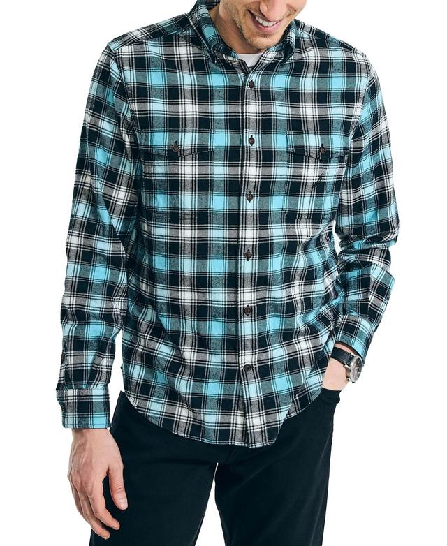 Nautica Mens Double Pocket Plaid Flannel Shirts Product Image