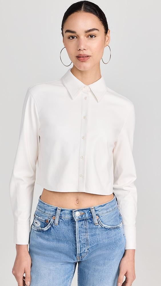 alice + olivia Leon Crop Vegan Button Down | Shopbop Product Image