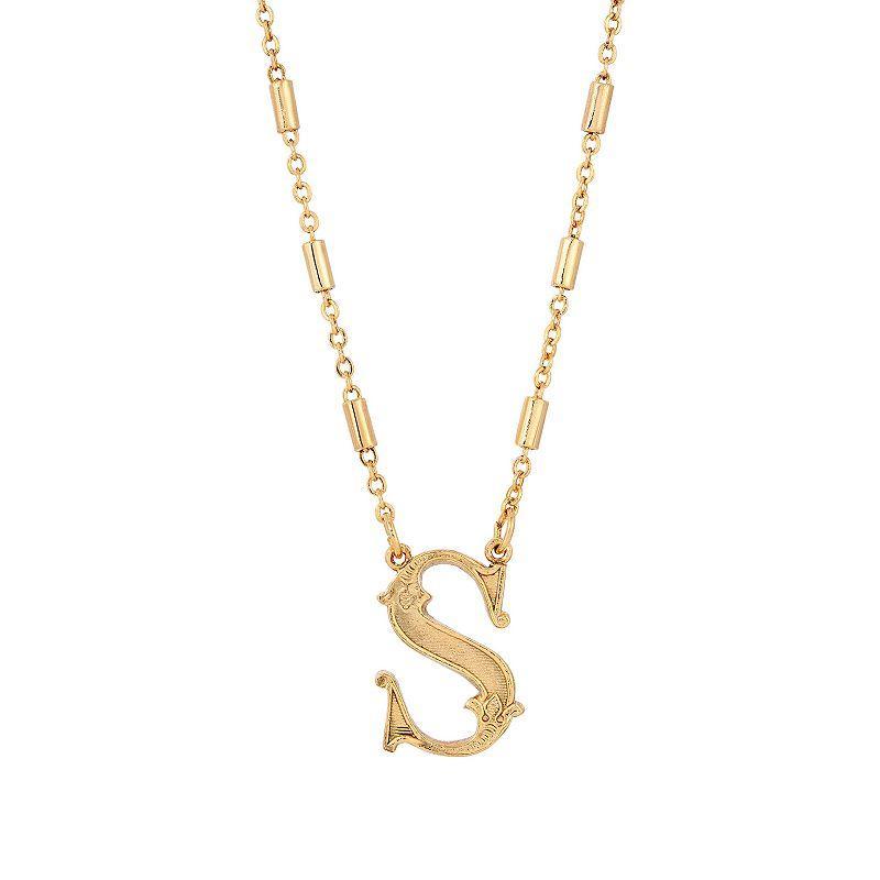 1928 Gold Tone Initial Necklace, Womens, Yellow J Product Image