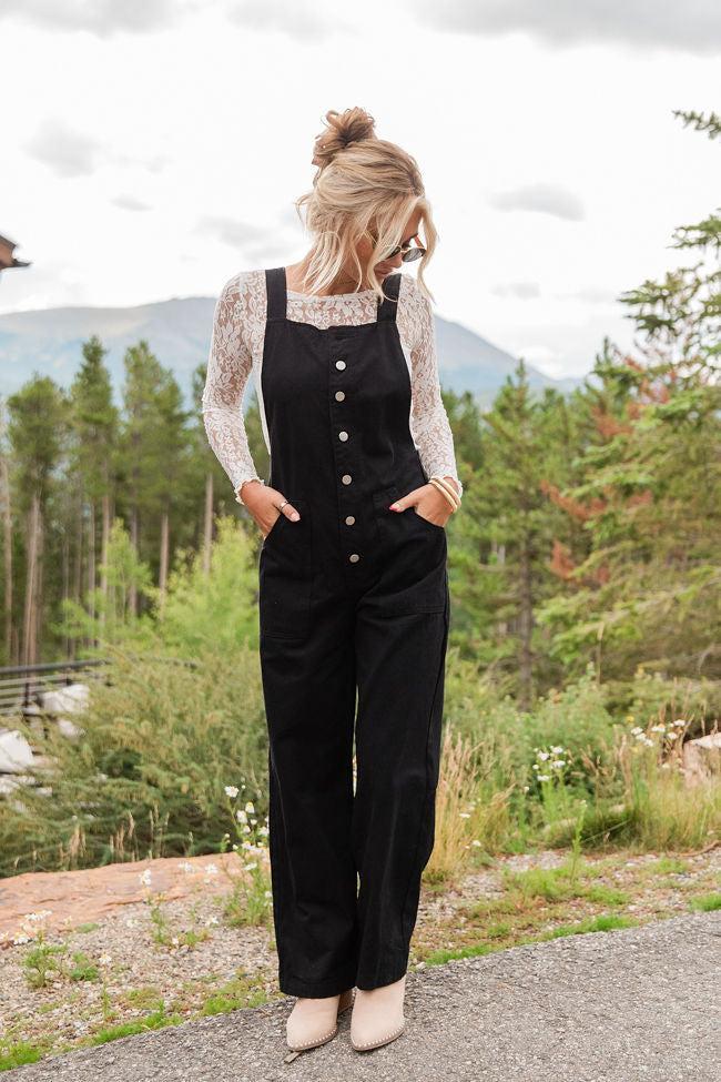 Can't Replace You Black Button Front Wide Leg Overalls FINAL SALE Product Image