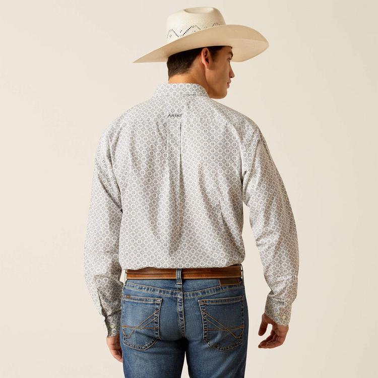 Ariat® Men's L/S Grey Print Jimmy Fitted Button Shirt Product Image