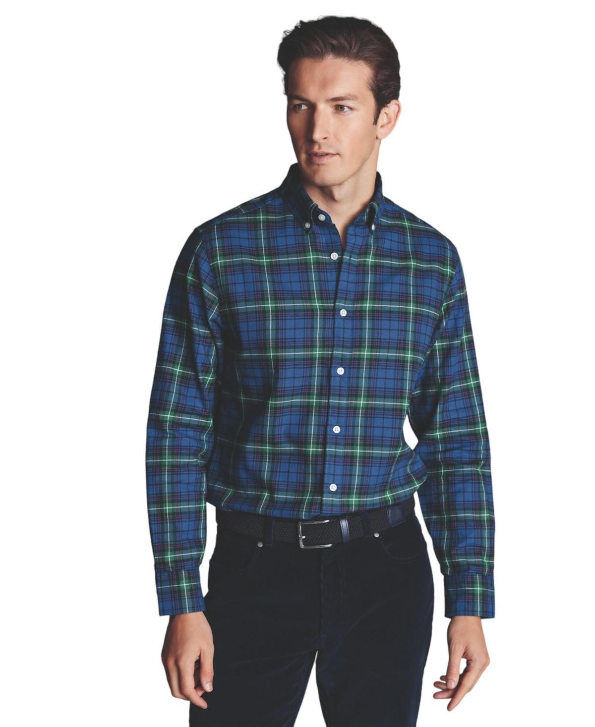 Charles Tyrwhitt Mens Slim Fit Button-Down Collar Brushed Flannel Check Shirt Product Image