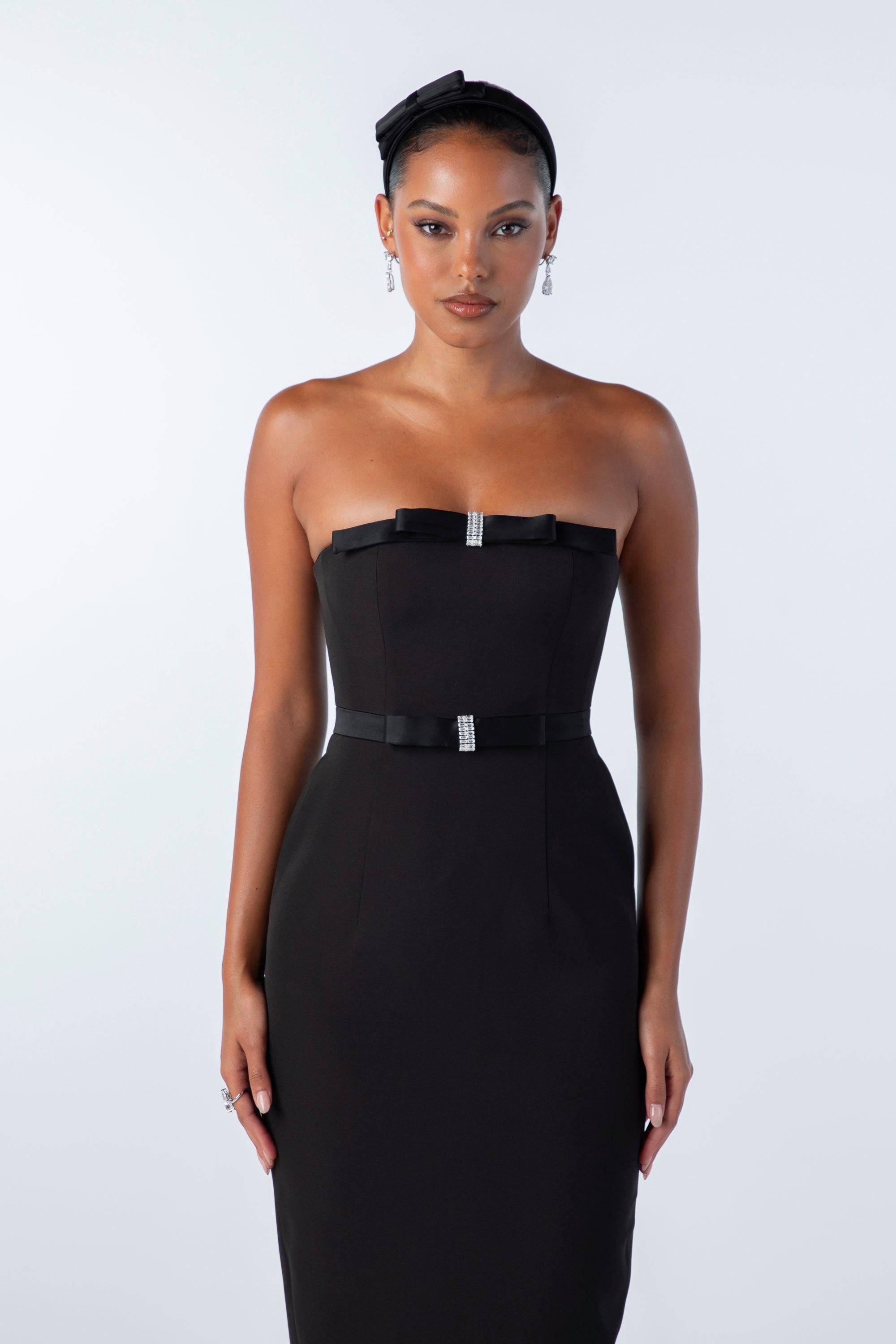 Demi Bow Dress (Black) Product Image