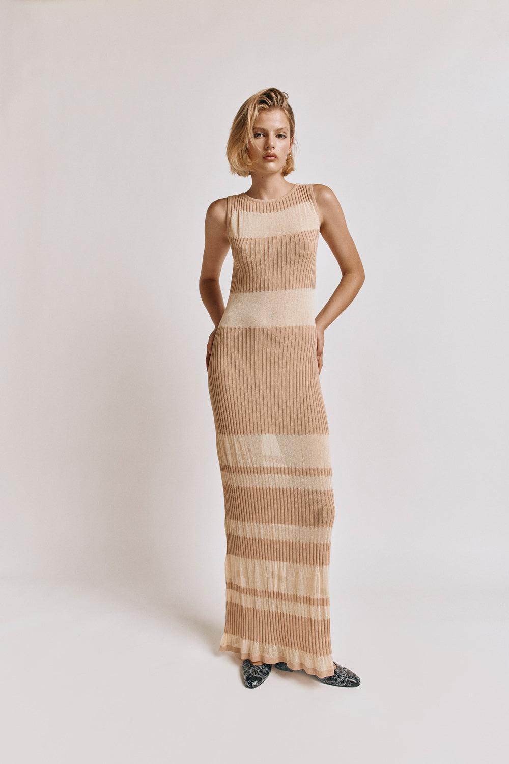 Rowan Knit Maxi Dress Nude Product Image