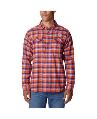 Mens Columbia Orange Clemson Tigers Flare Gun Flannel Long Sleeve Shirt Product Image