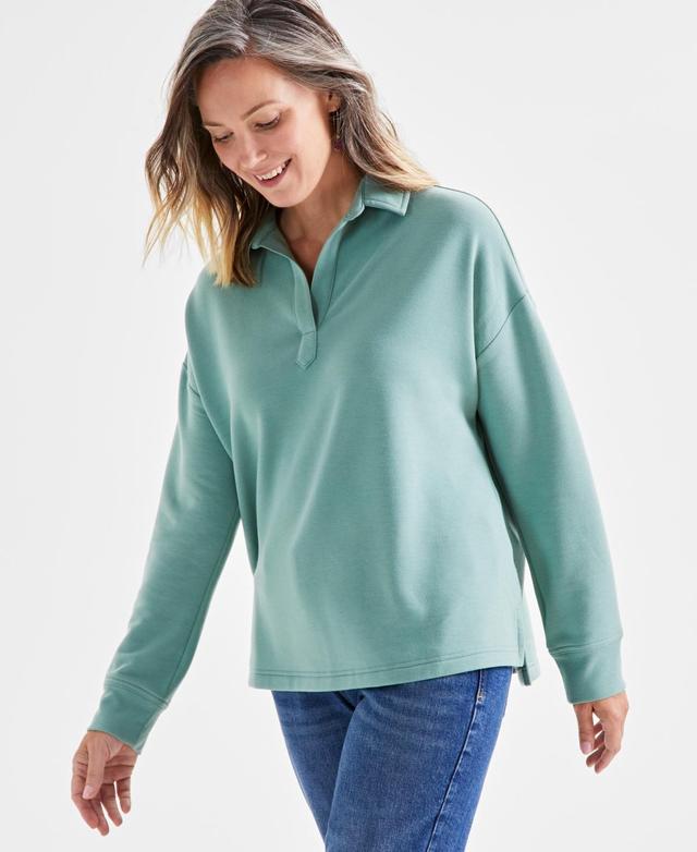 Style & Co Womens Fleece Johnny-Collar Sweatshirt, Created for Macys Product Image