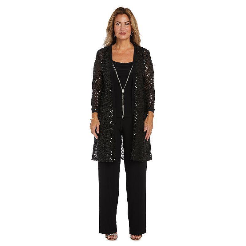 Womens R&M Richards 3-Piece 3/4 Sleeve Jacket, Top and Pants Set product image