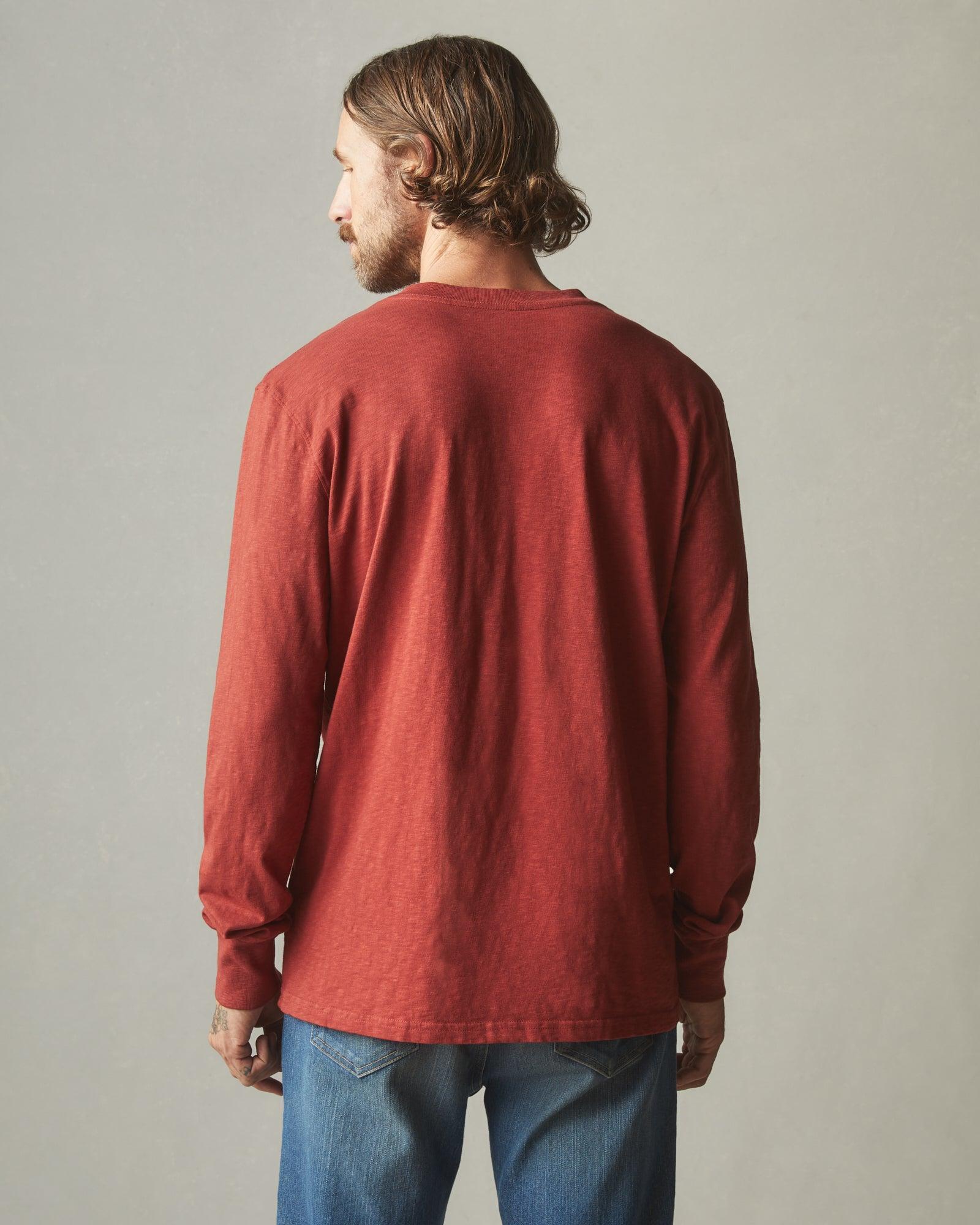 Premium Slub Henley Tee Long Sleeve - Burnt Pepper Male Product Image