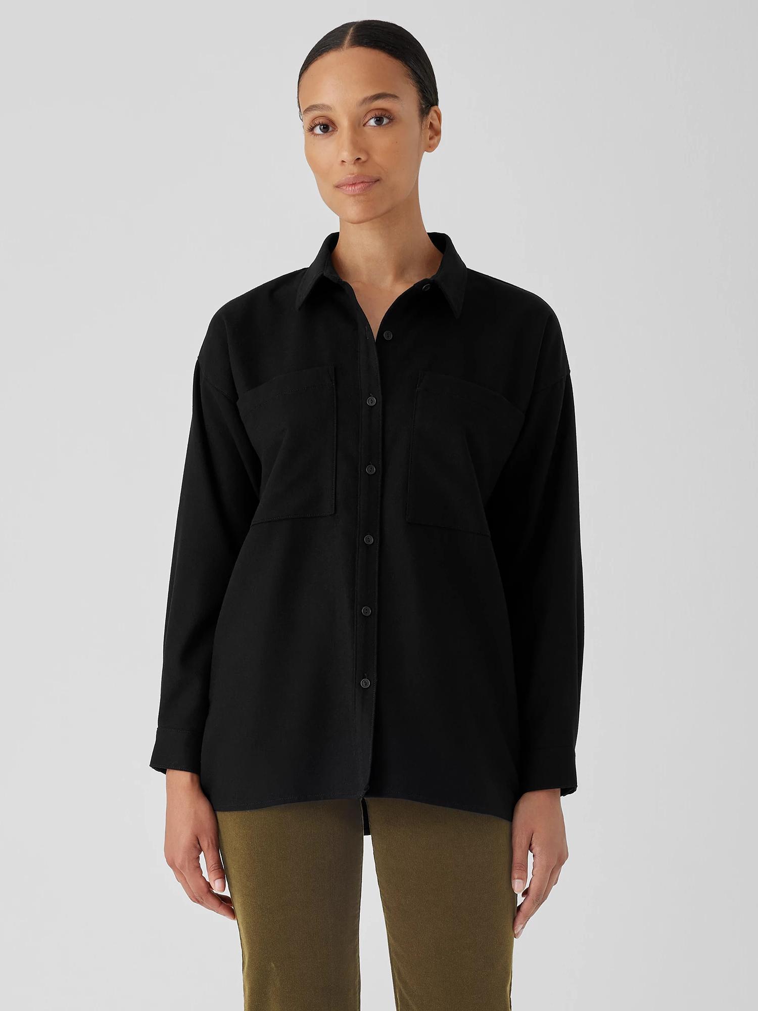 EILEEN FISHER Soft Wool Flannel Classic Collar Shirtfemale Product Image