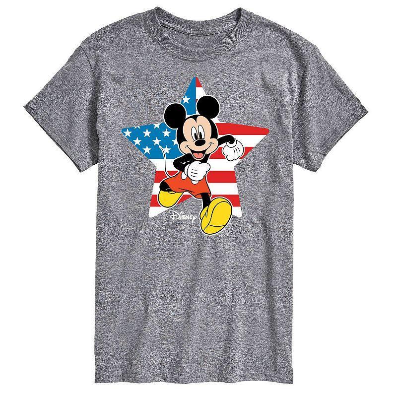 Disneys Mickey Mouse Big & Tall Flag Star Graphic Tee, Mens Blue Product Image