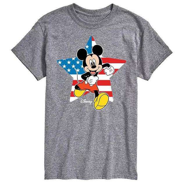 Disneys Mickey Mouse Mens USA Flag Graphic Tee Med Grey Product Image