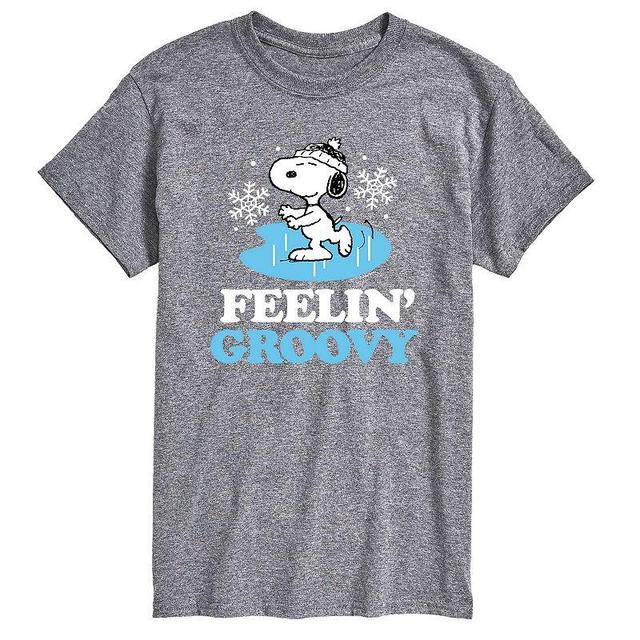 Big & Tall Peanuts Feelin Groovy Tee, Mens Med Grey Product Image