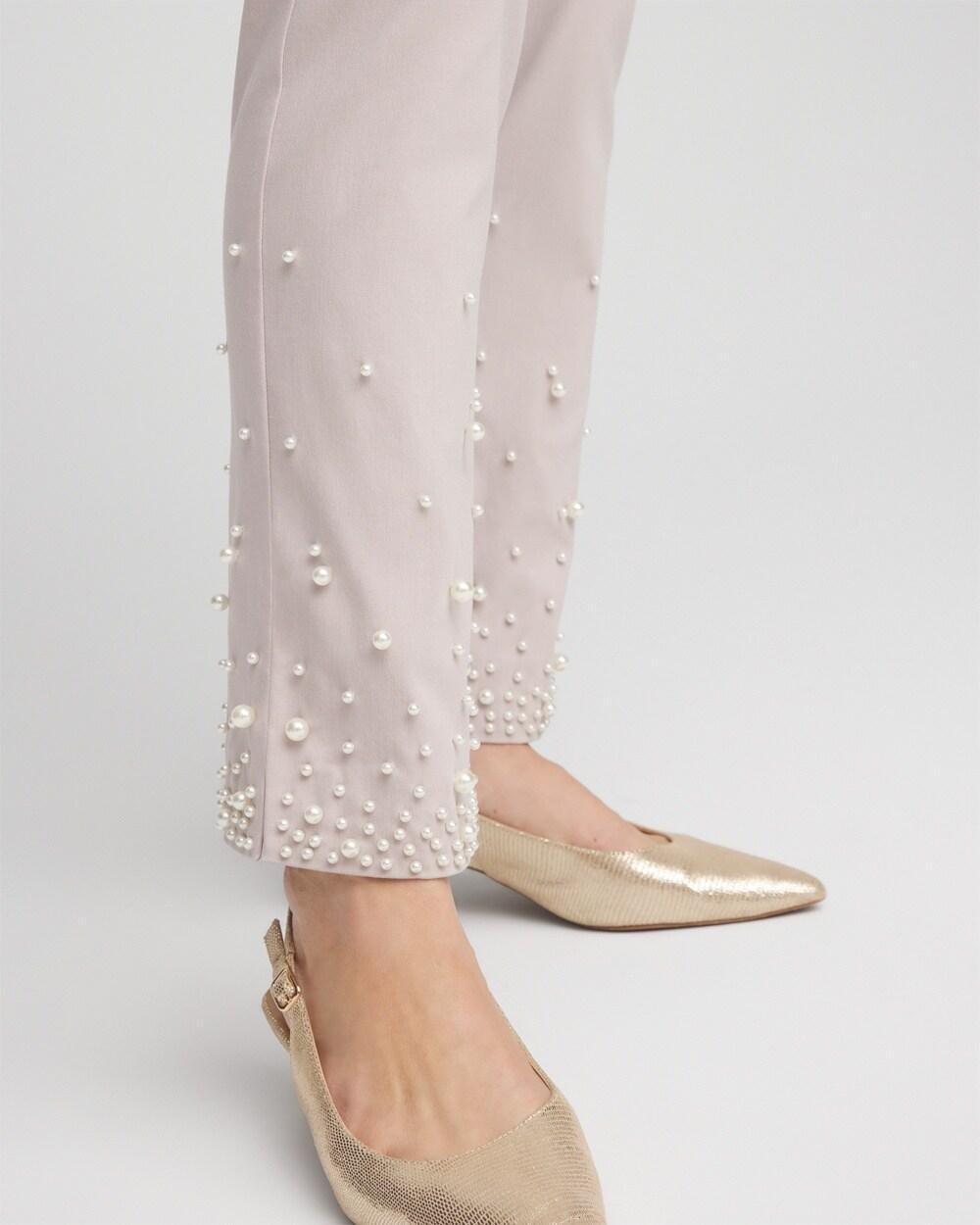 Petite Brigitte Faux Pearl Slim Ankle Pants Product Image