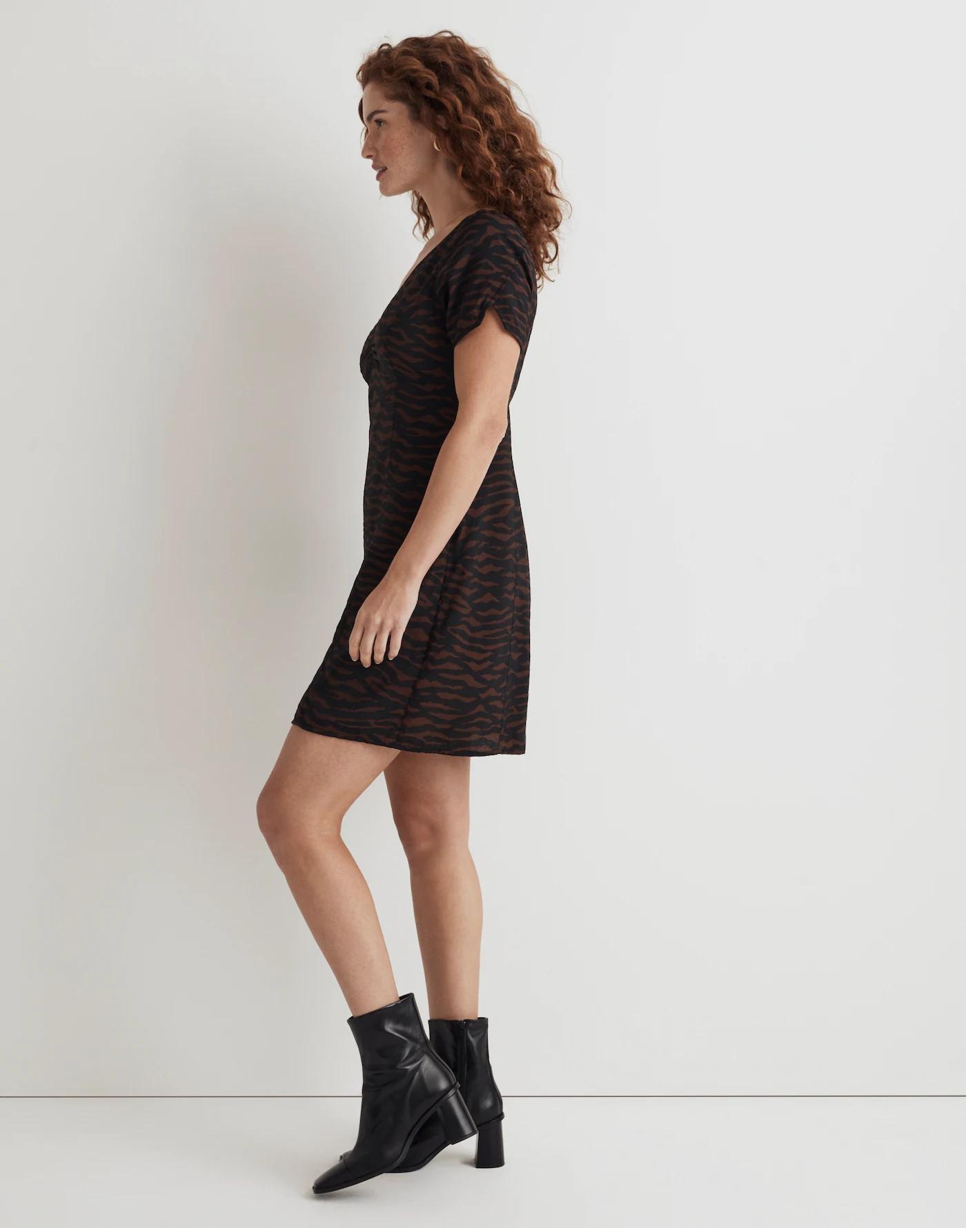 V-Neck Mini Dress in Abstract Animal Product Image