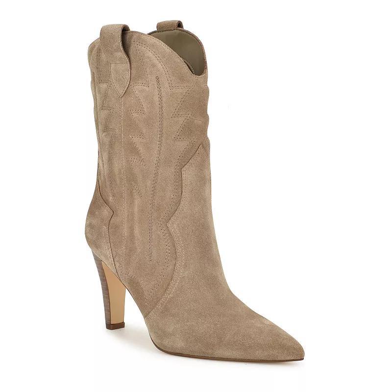 Nine West Womens Alama Womens Suede Ankle Boots Brown Suede Product Image