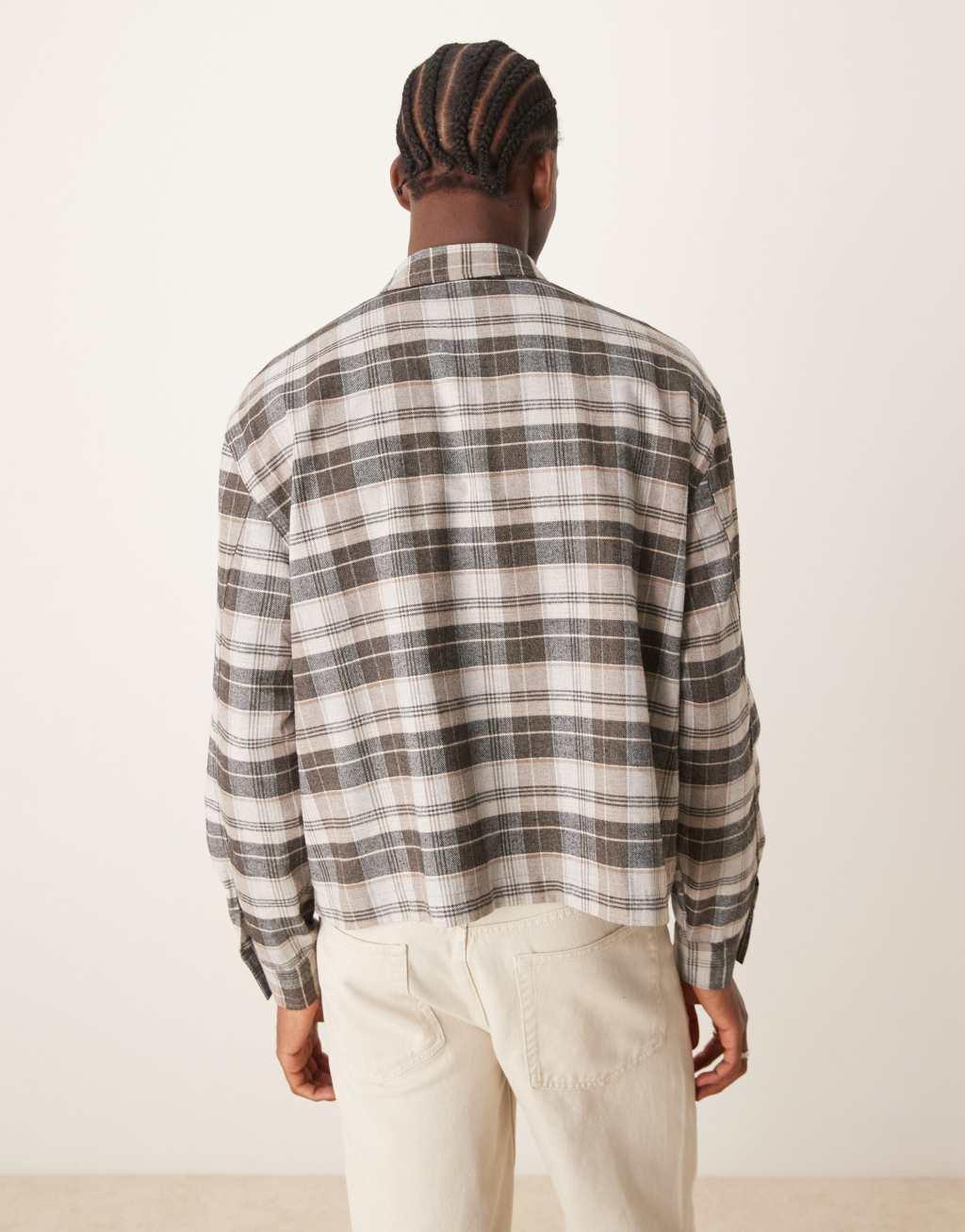 ASOS DESIGN oversized cropped shirt in check Product Image