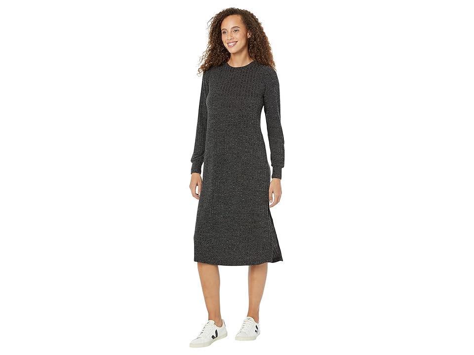 Mod-o-doc Brushed Hacci Long Sleeve High Crew Midi Dress (Charcoal) Women's Clothing product image