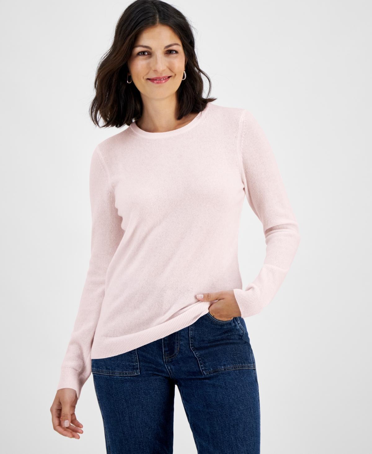 Charter Club 100% Cashmere Womens Long-Sleeve Crewneck Sweater, Regular & Petites, Created for Macys Product Image