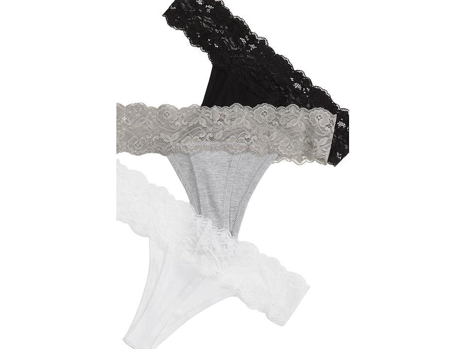 PACT Lace Waist Thong 3-Pack (Heather Basics) Women's Underwear Product Image