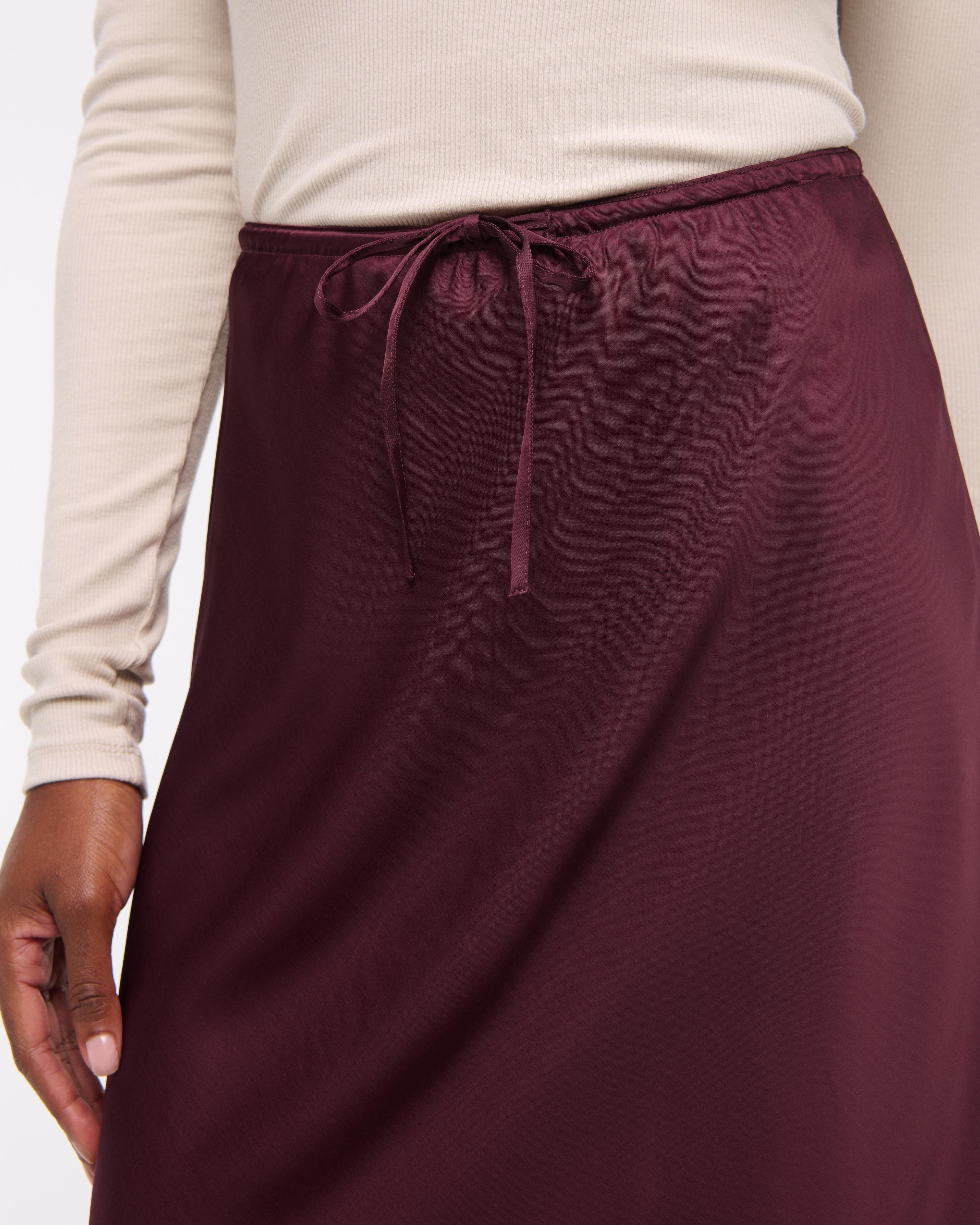 Mid Rise Satin Maxi Skirt Product Image