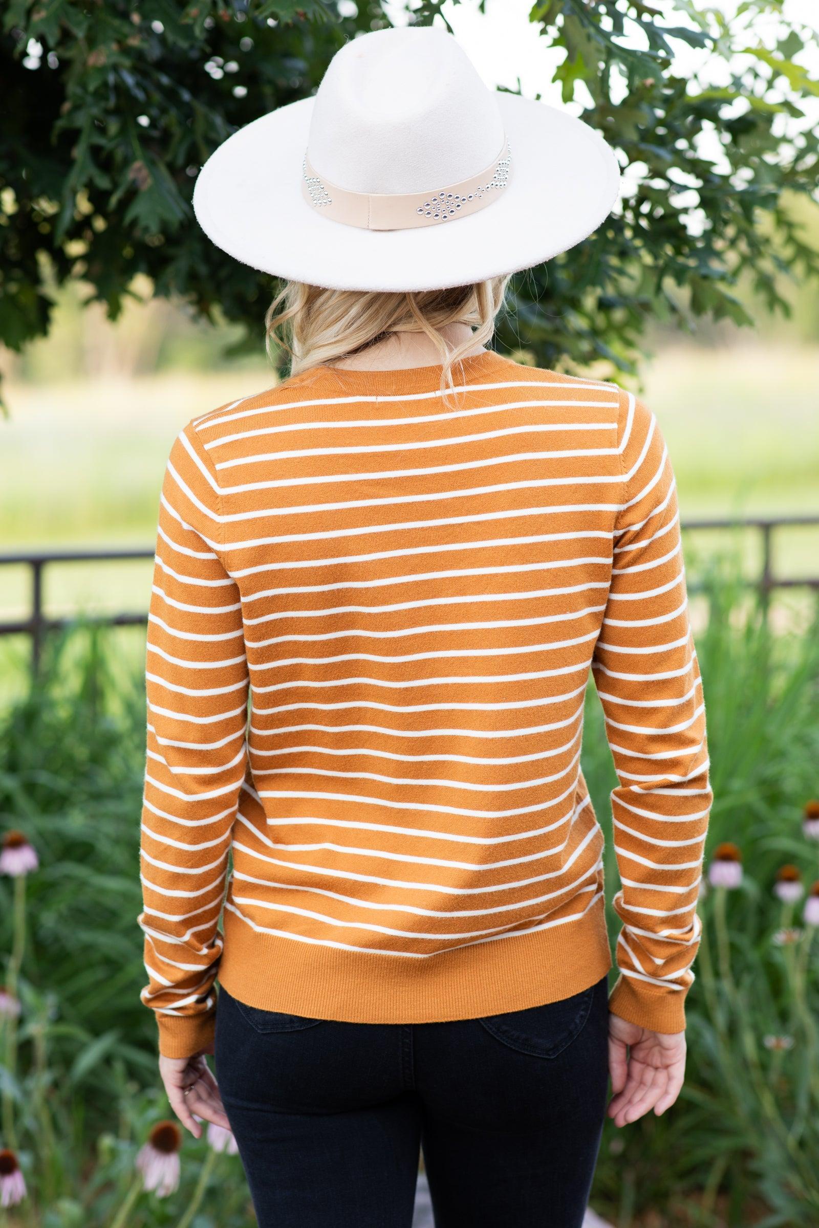 Mustard Striped Long Sleeve Sweater Product Image