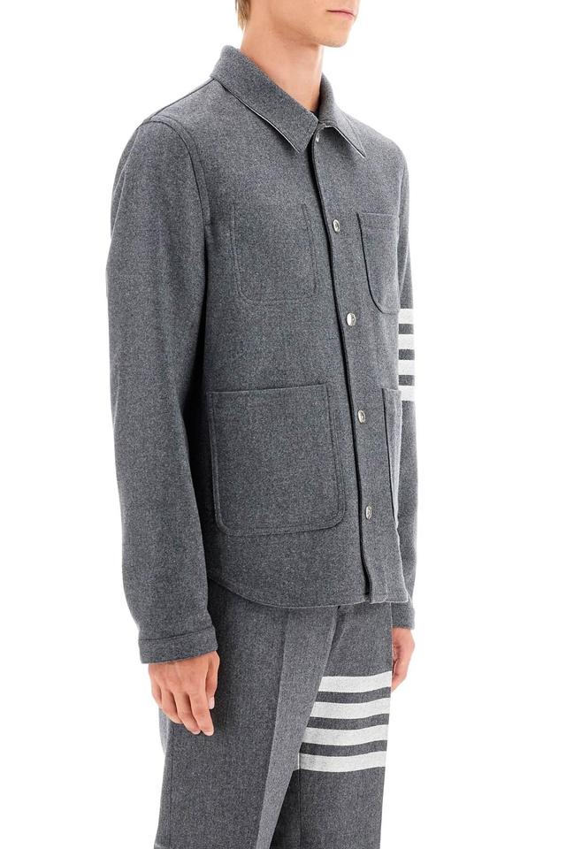 THOM BROWNE Wool And Cashmere Blend Oversh In Grey Product Image