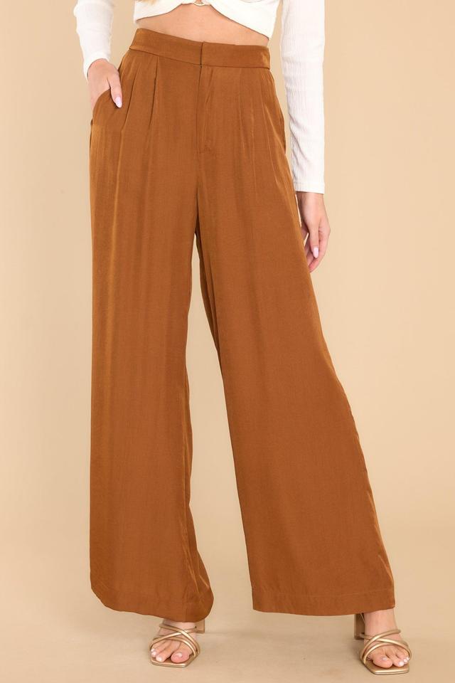 Eva Toffee Wide Leg Pants Brown Product Image