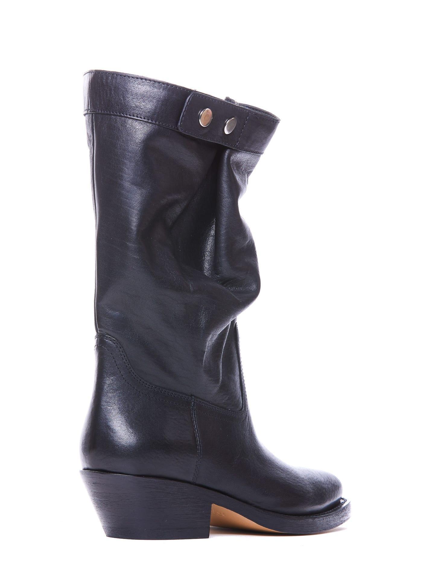 Ademe Square Toe Biker Boots In Black Product Image