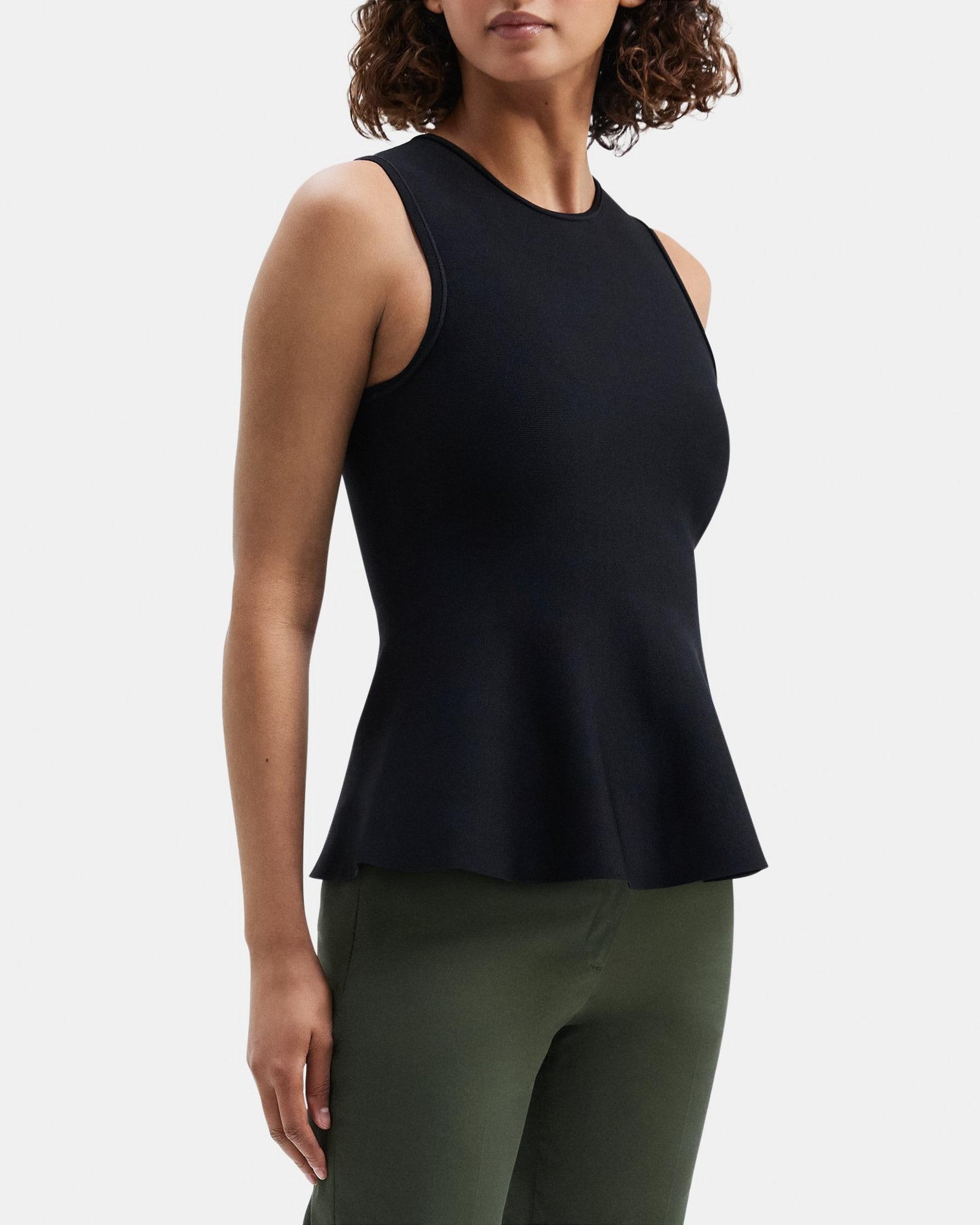 Sleeveless Peplum Top in Compact Stretch Knit Product Image