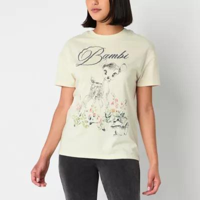 Juniors Bambi Boyfriend Tee Womens Crew Neck Short Sleeve Bambi Graphic T-Shirt Product Image