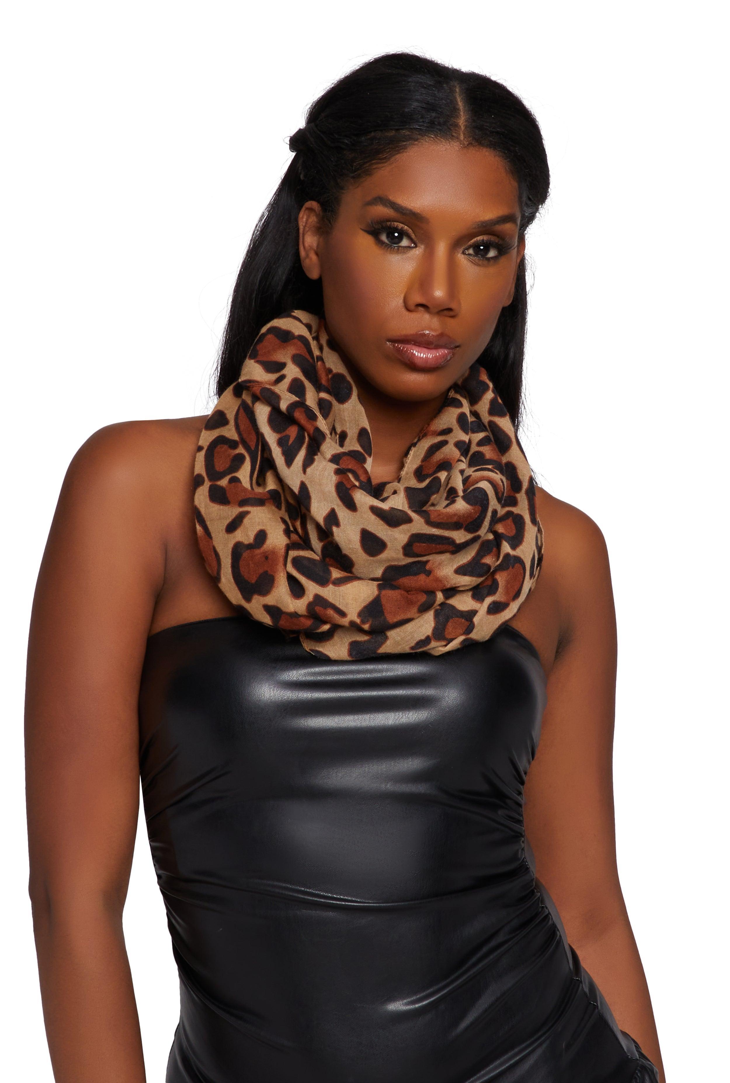 Womens Leopard Print Oblong Scarf Product Image