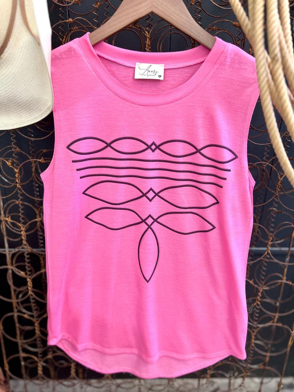 Pink and Black Boot Stitch Tank* product image