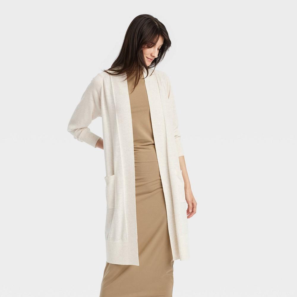 Womens Duster Cardigan - A New Day Oatmeal Product Image