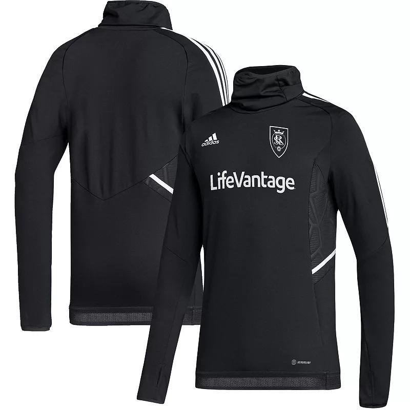 Mens adidas Black Real Salt Lake COLD.RDY Raglan Warmup Pullover Jacket Product Image