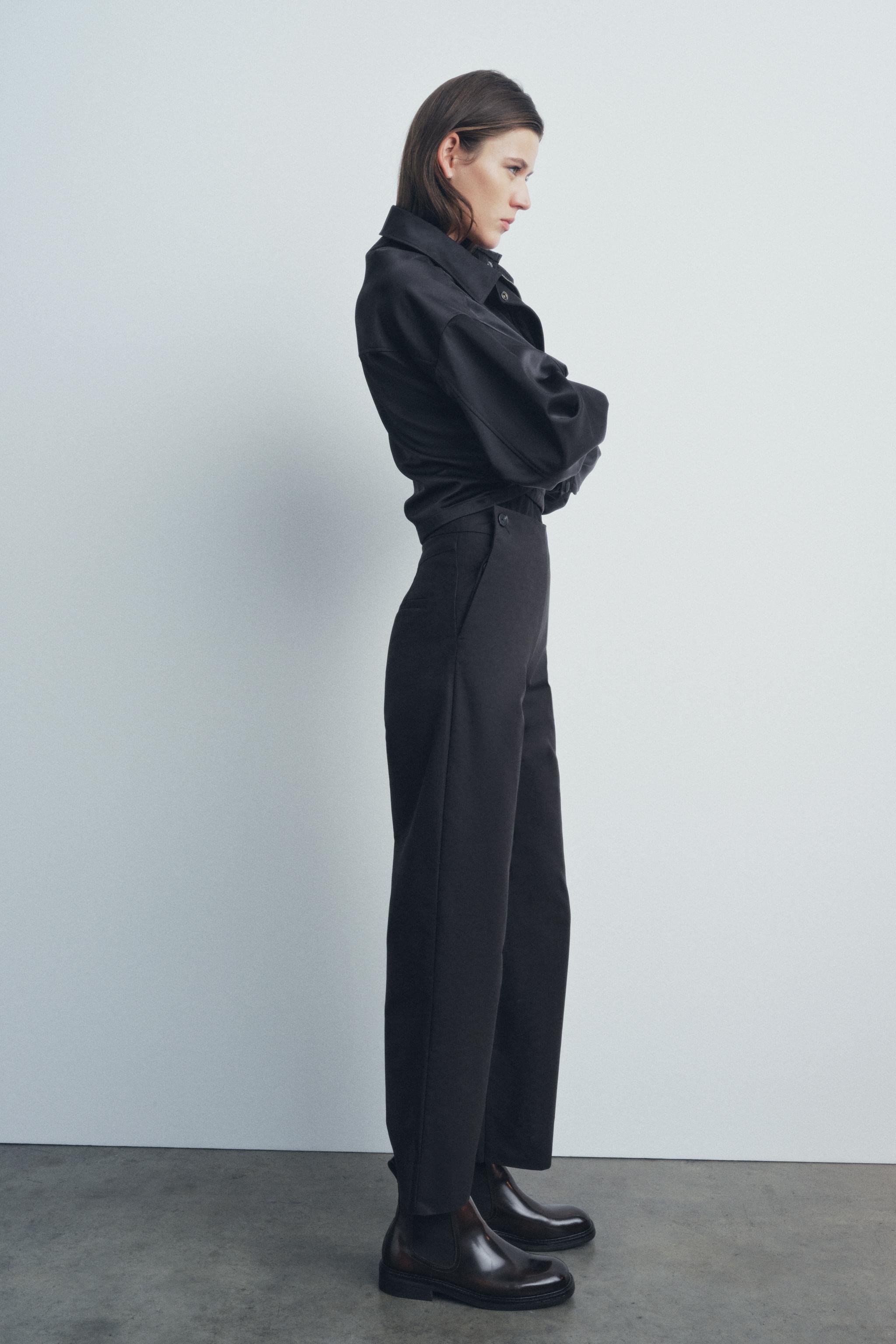 STRAIGHT FIT CREPE PANTS Product Image