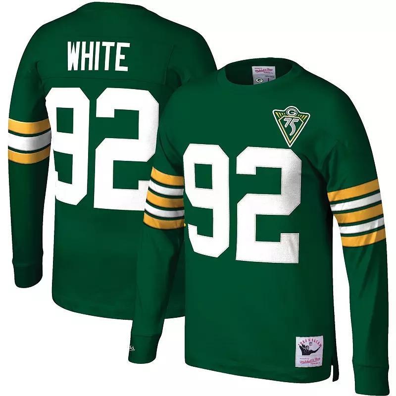 Mens Mitchell & Ness Reggie White Bay Packers Throwback Retired Player Name & Number Long Sleeve Top Product Image