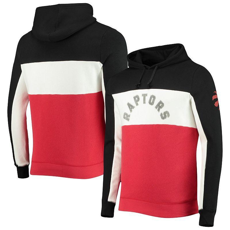 Mens Junk Food Black/White Toronto Raptors Wordmark Colorblock Fleece Pullover Hoodie Product Image