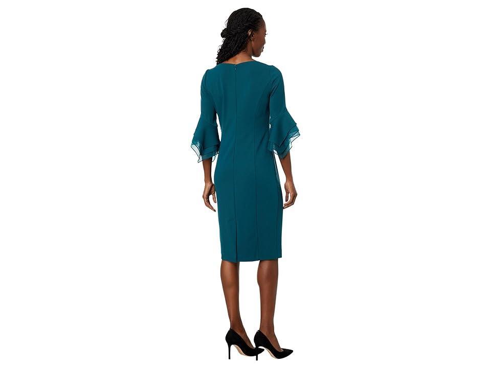 Adrianna Papell Tiered Sleeve Crepe Dress Product Image