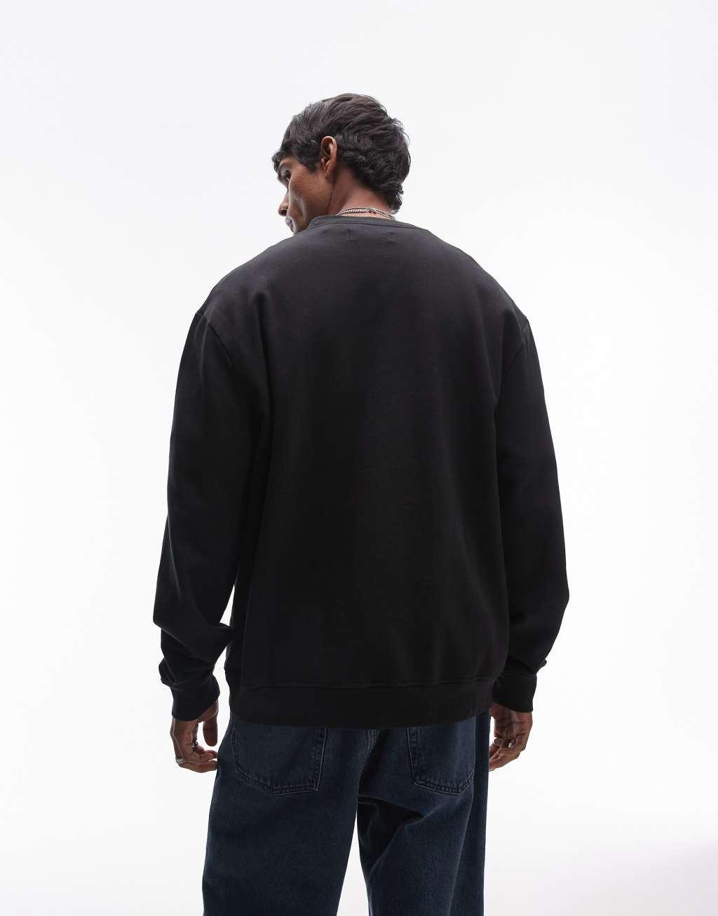 AllSaints Biggy tonal logo sweatshirt in black Product Image