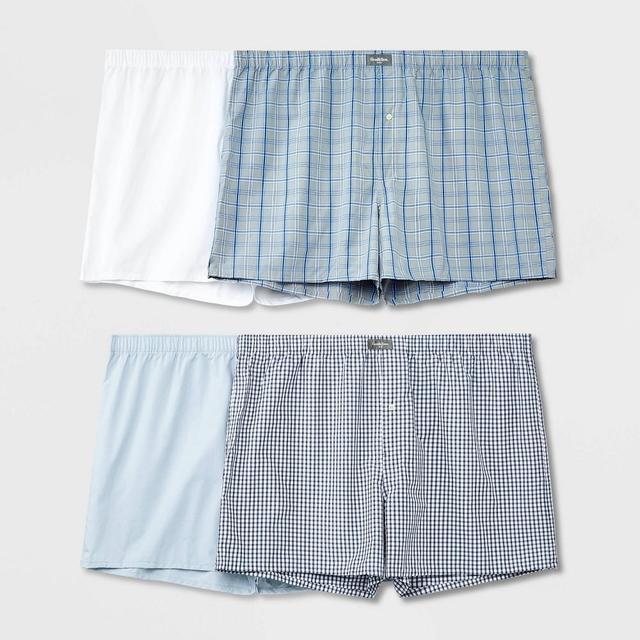 Mens Big & Tall Woven Boxers 4pk - Goodfellow & Co Blue 3XL Product Image