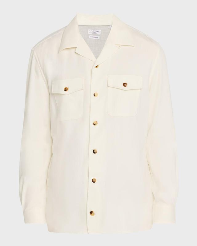 Mens Wool and Cashmere Camp Collar Overshirt Product Image