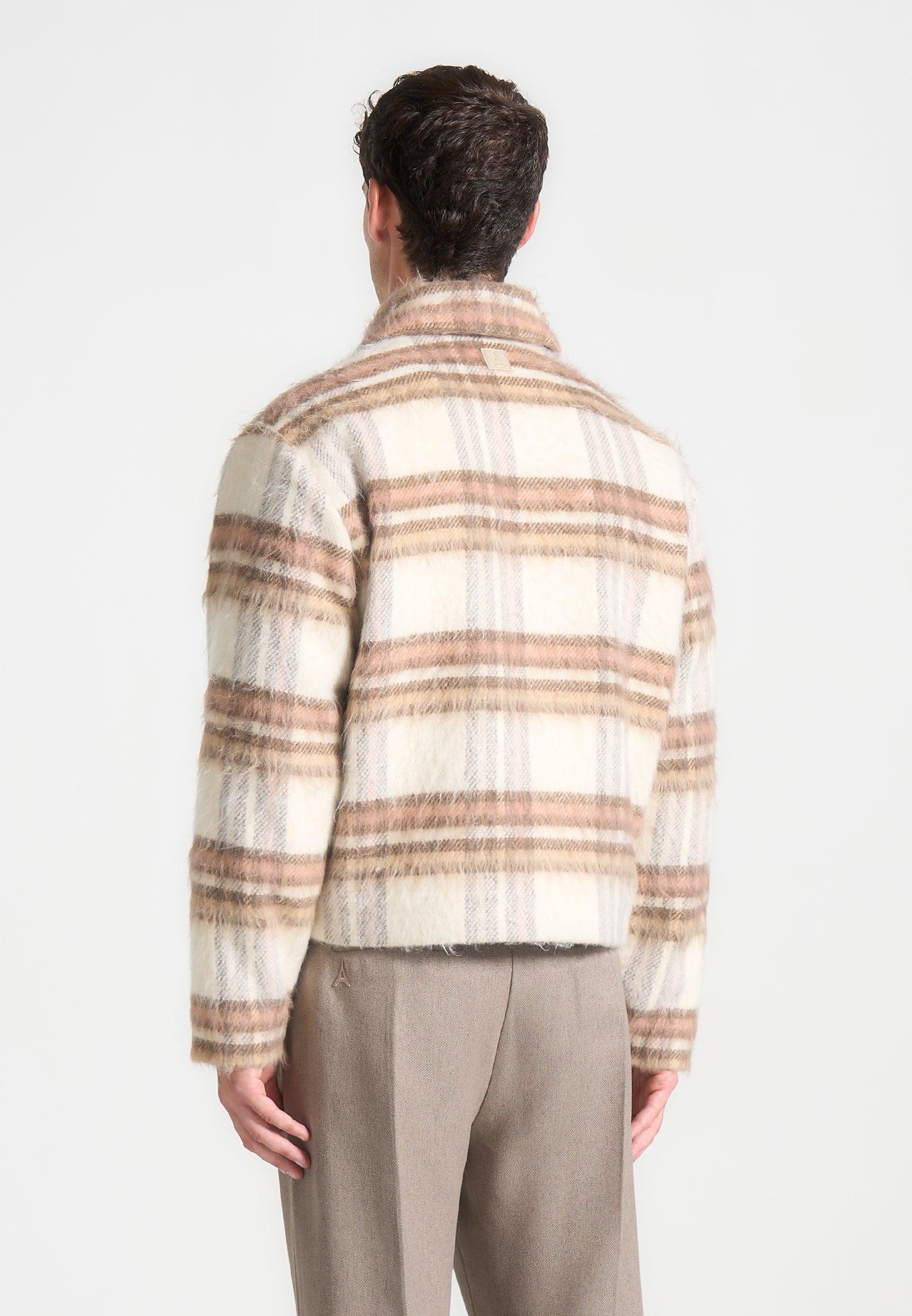 Brushed Checked Jacket - Cream Male Product Image